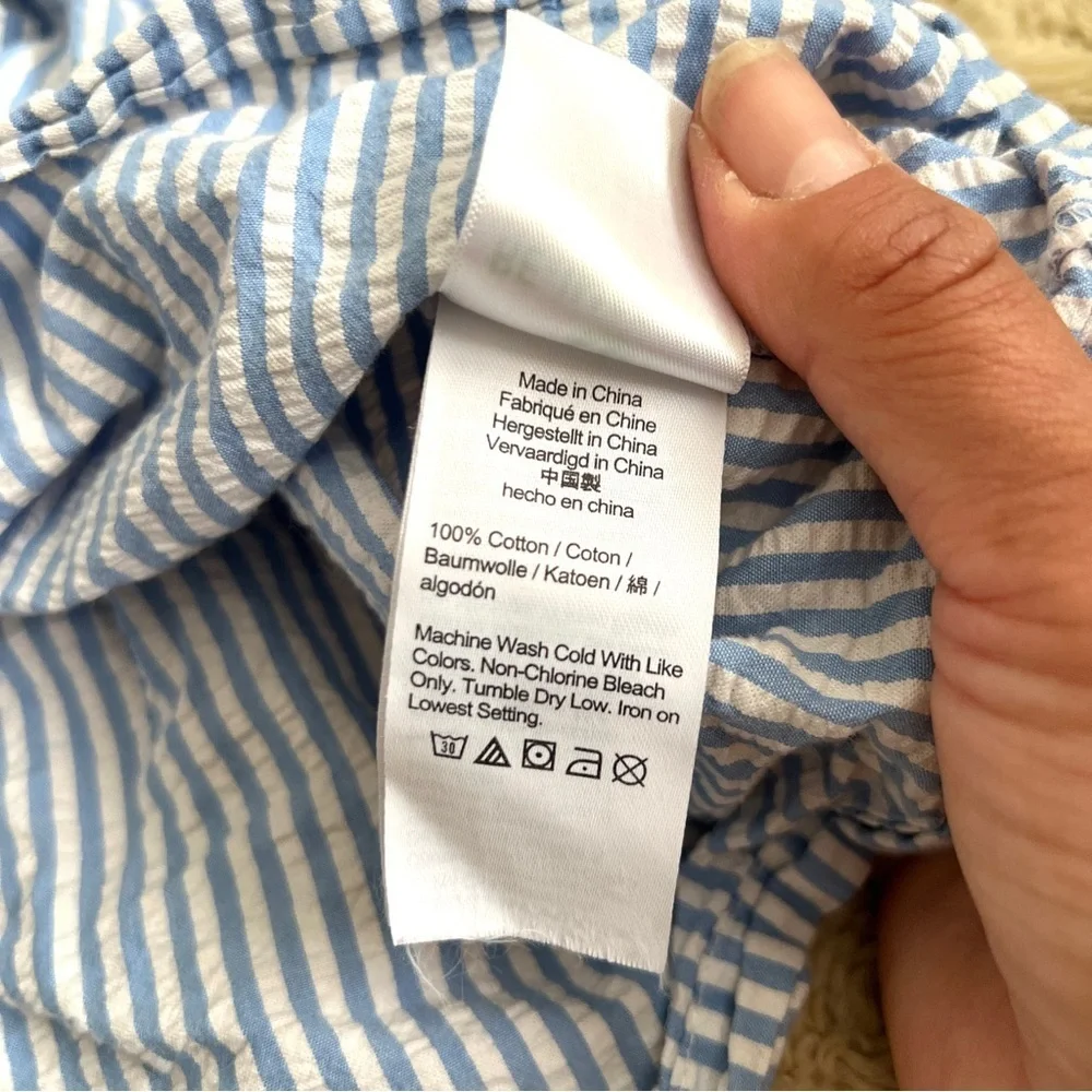 CREWCUTS J.Crew Girls Blue & White Stripe Cotton Skirt Size 6-7